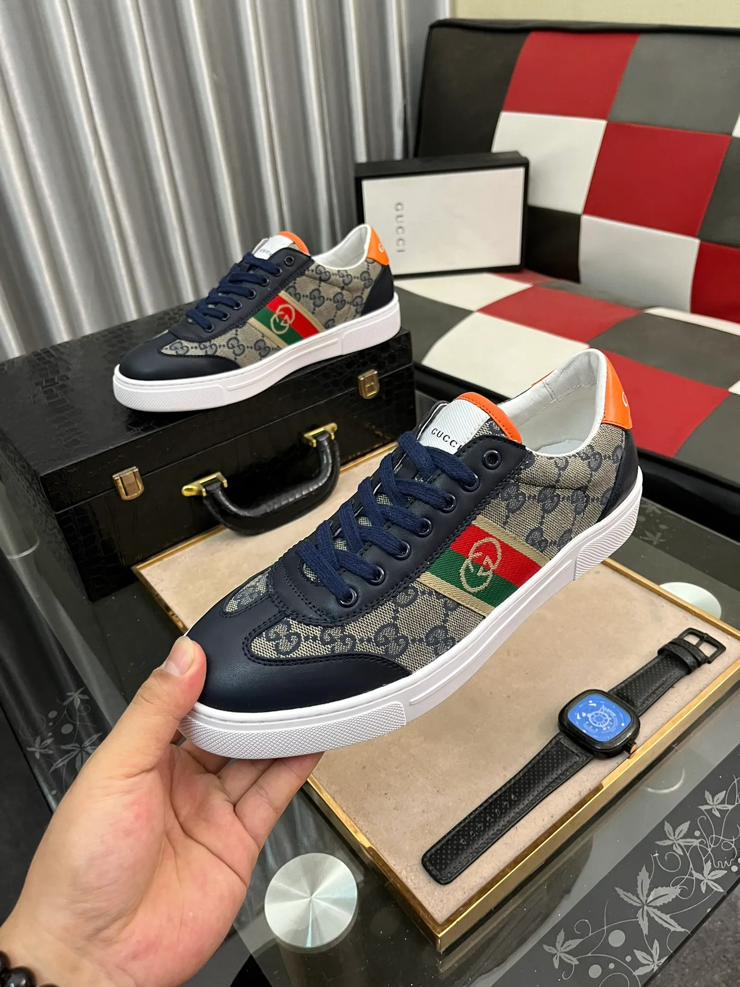 Men's shoes 💰400⌚️⌚️《Gucci*》The latest hot-selling casual shoes, top brand [seduce] luxury~purchase, top~quality. [Strong] The upper is made of imported breathable mesh with material ➕ breathable sports lining (•) and fine workmanship. Original personalized fashionable soft rubber wear-resistant outsole, size: 38-443⃣️colors available